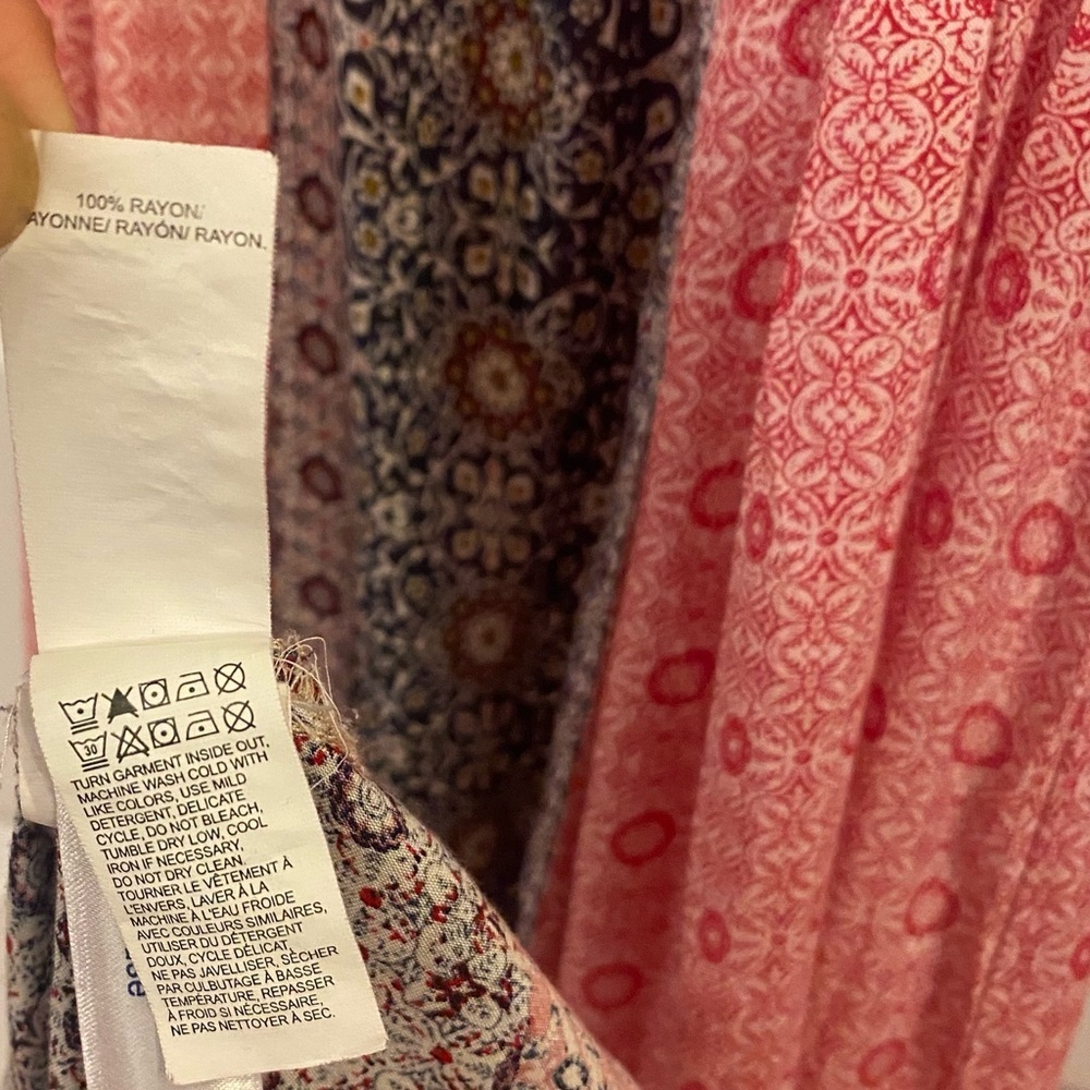 Lucky Brand Halter Maxi Dress Sz S Red/Blue/White Print Lace Up Chest - Picture 6 of 6